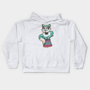 Knitting Cat Kids Hoodie